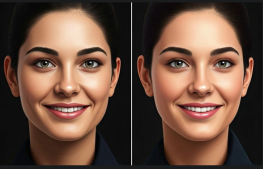 Comparación de antes y después de un tratamiento de alineación de sonrisa en Marixa Suites.