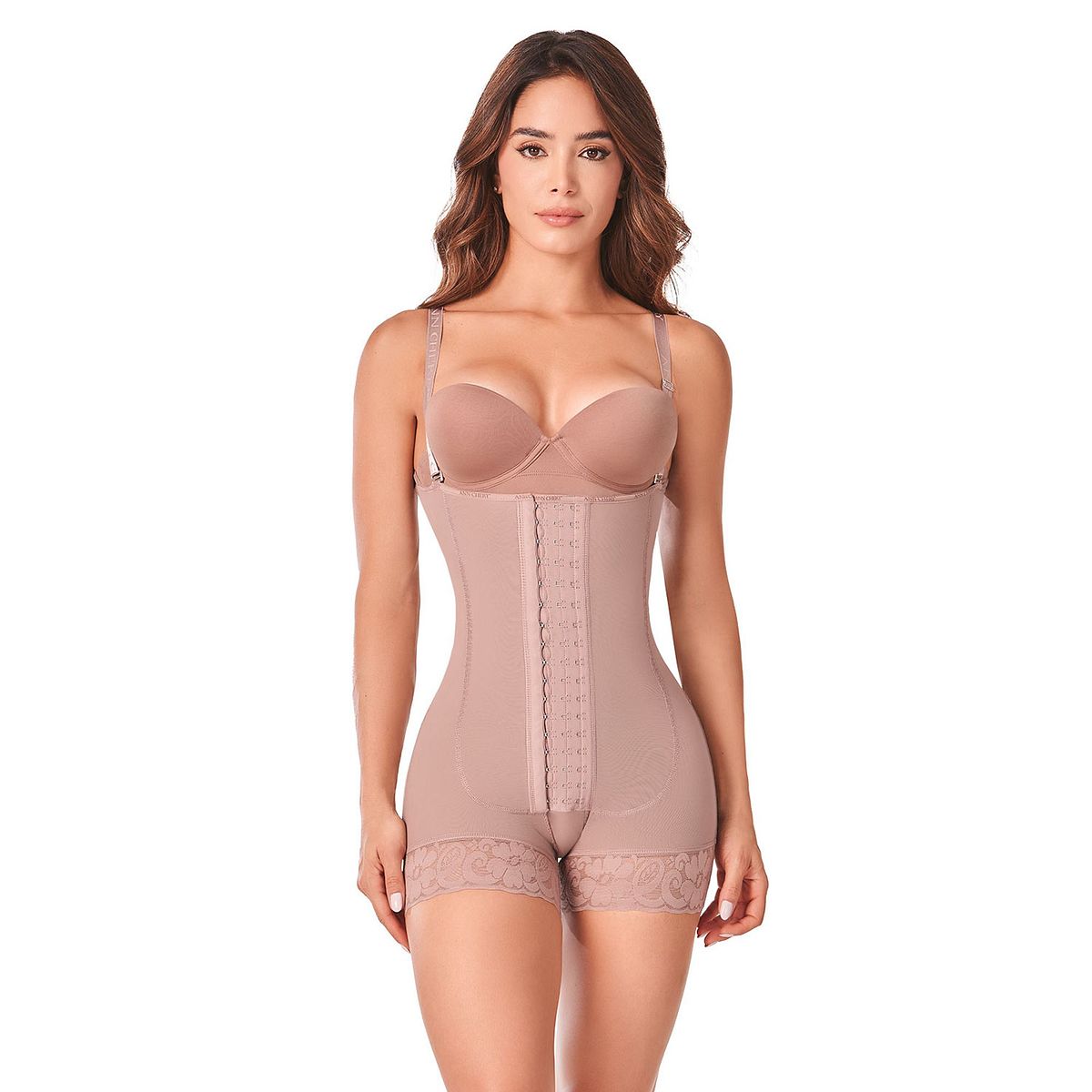 Patient in compression garment